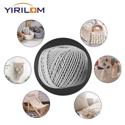 China Fabricante de material de linha Cordas de algodão personalizadas 3mm espessura cinza natural de algodão artesanal