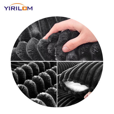 Sofá Modular em L Super Profundo Conversível com Chaise para Sala de Estar, Tecido de Veludo Cotelê Cinza, Sofá Compactado