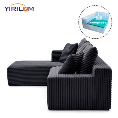 Bom preço Sofá Modular em L Super Profundo com Chaise Conversível e Tecido de Veludo Cotelê em Rolo Compactado a Vácuo on-line