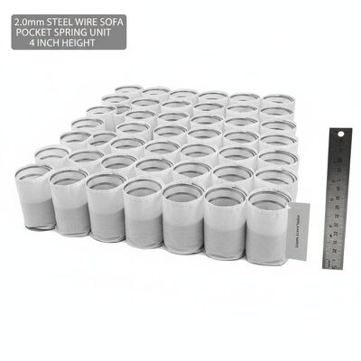 Unidade de mola ensacada para sofá de conforto ergonômico com fio de aço de 2,0 mm e altura de 4'' para suporte aprimorado