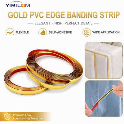 Gold PVC Edge Banding Strip with Matte Metallic Finish 13mm Width 2.8mm Height for Furniture Edge Trim